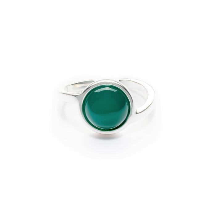 anillo de plata piedra verde hissia