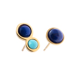 Chloe lapislazuli and turquoise asymmetrical studs (Silver plated with gold plating, Turquoise)