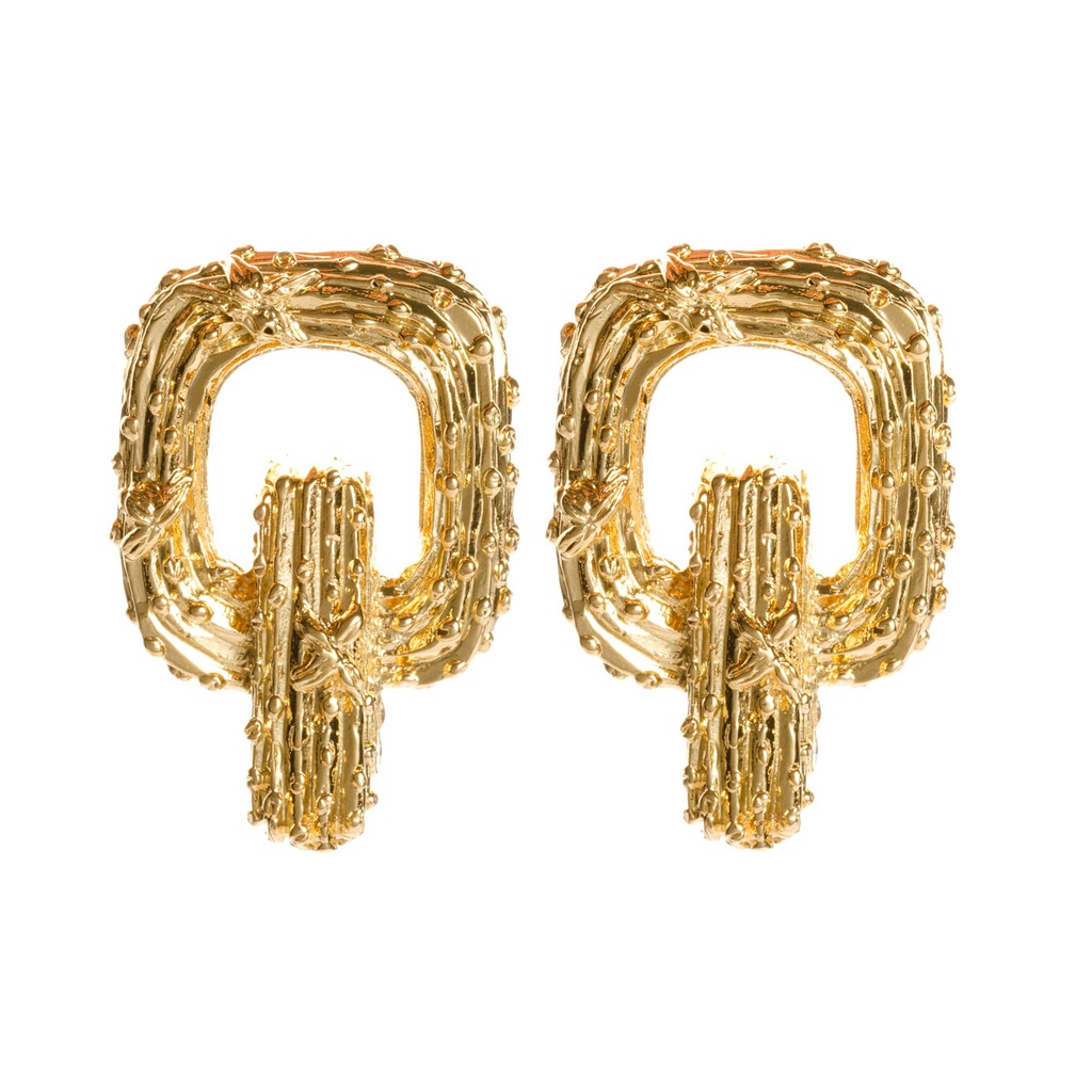 Pendientes oro Cactus